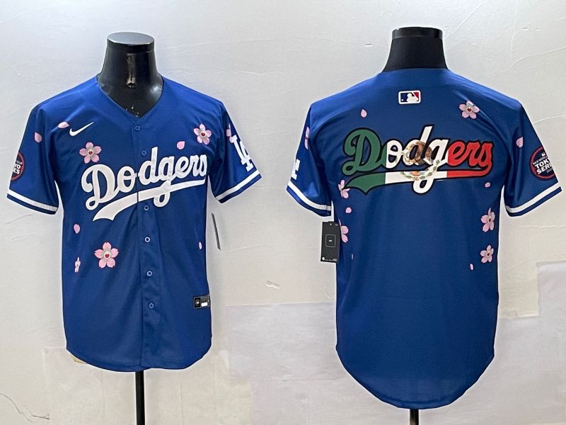 Men Los Angeles Dodgers Blank Blue Sakura Edition 2025 Nike MLB Jersey style 7